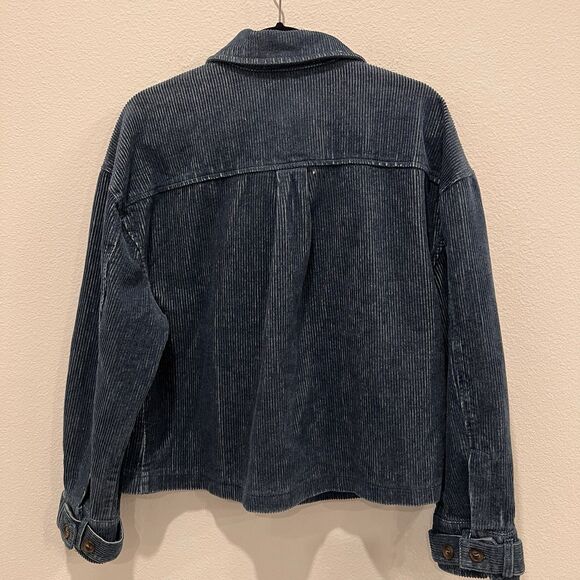 Avec Les Filles Women’s Cropped Corduroy Jacket Sz M Blue Casual School Preppy - Picture 4 of 7